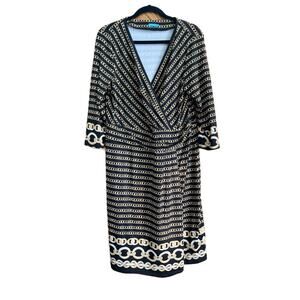 J. McLaughlin Catalina Cloth Faux Wrap Dress Chain Print